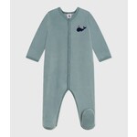 Petit Bateau Dors Bien Pyjama Bébé Velours Uni Vert Canard - Baleine