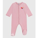 Petit Bateau Dors Bien Pyjama Bébé Velours Uni Rose Charme - Coeur