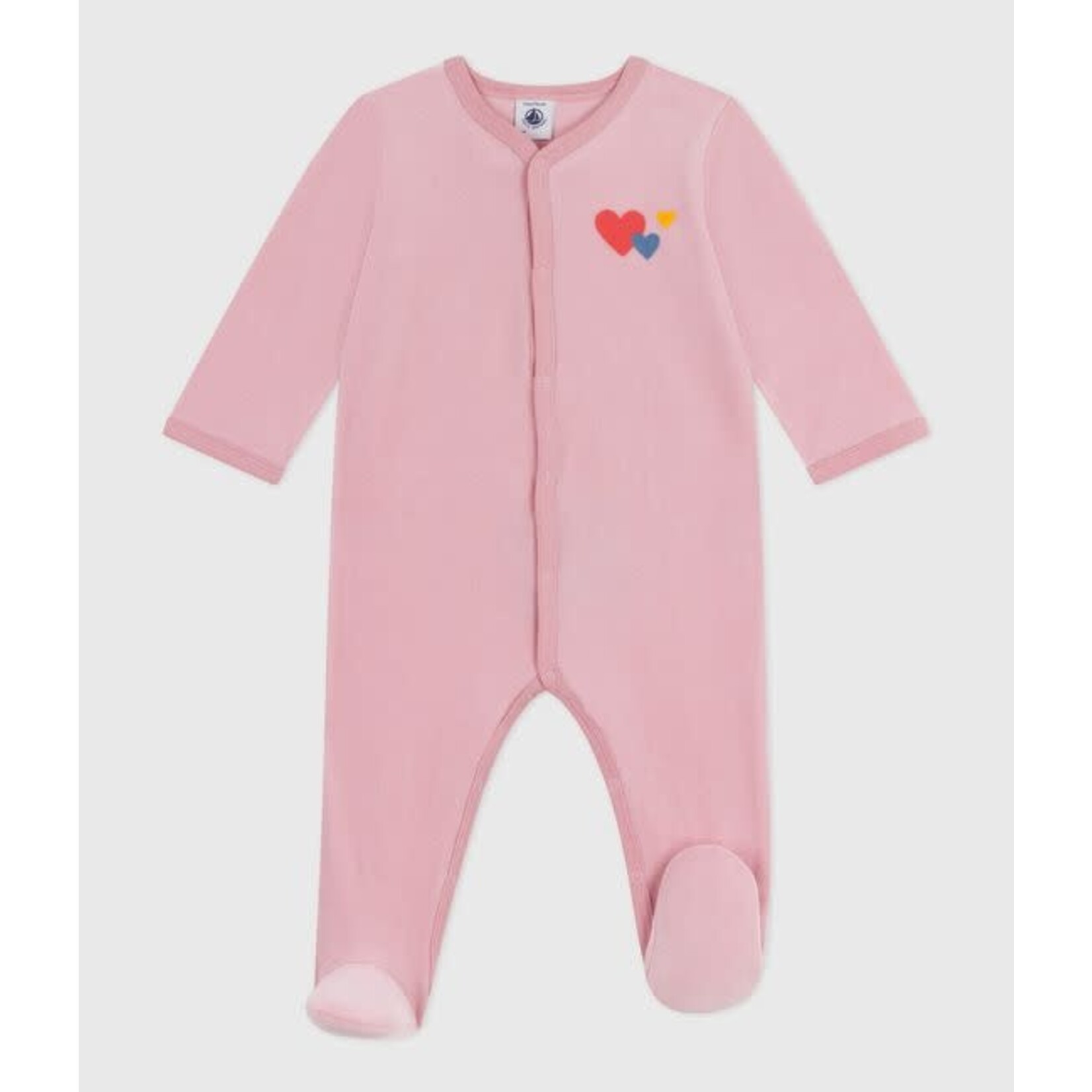Petit Bateau Dors Bien Pyjama Bébé Velours Uni Rose Charme - Coeur