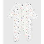Petit Bateau Dors Bien Pyjama Bébé Velours Blanc Imprimé Coeurs Colorés
