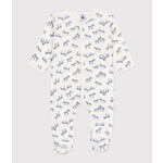 Petit Bateau Dors Bien Pyjama Bébé Velours Crème Imprimé Zèbres Bleus