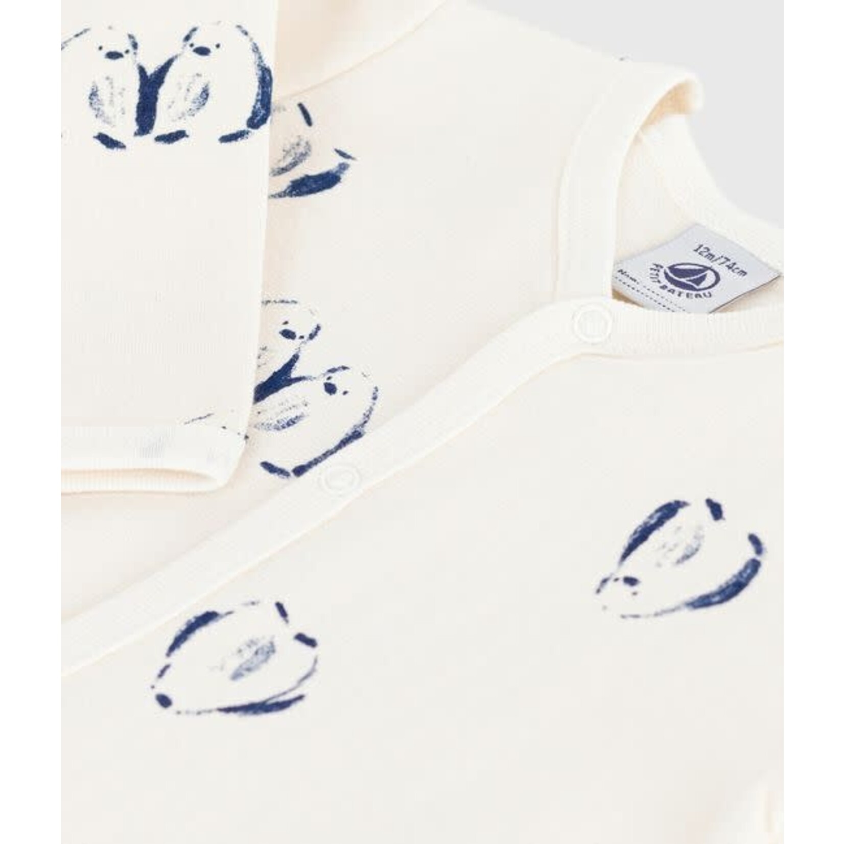 Petit Bateau Dors Bien Pyjama Bébé Molleton Crème Imprimé Pingouins