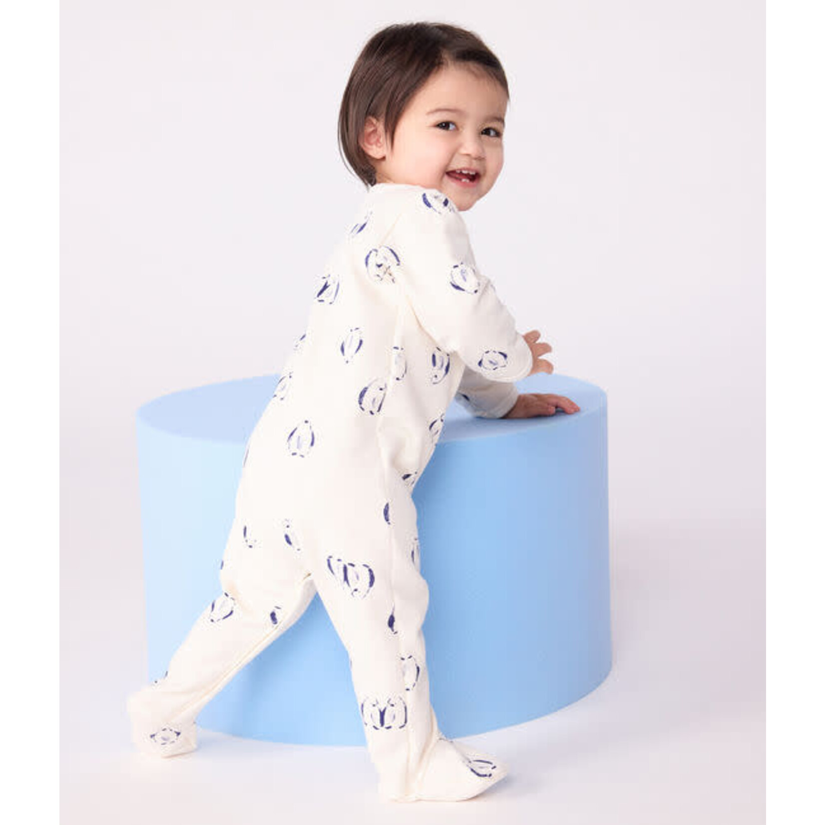 Petit Bateau Dors Bien Pyjama Bébé Molleton Crème Imprimé Pingouins