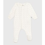 Petit Bateau Dors Bien Pyjama Bébé Fille Velours Crème Avec Col Imprimé Coeurs Colorés