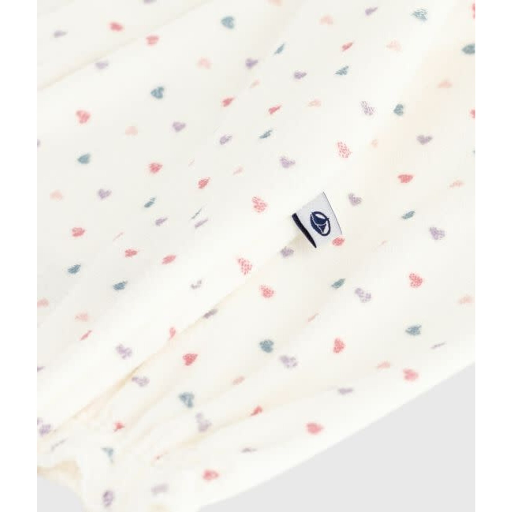 Petit Bateau Dors Bien Pyjama Bébé Fille Velours Crème Avec Col Imprimé Coeurs Colorés