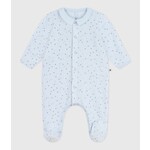 Petit Bateau Dors Bien Pyjama Bébé Velours Bleu Avec Col Imprimé Etoiles