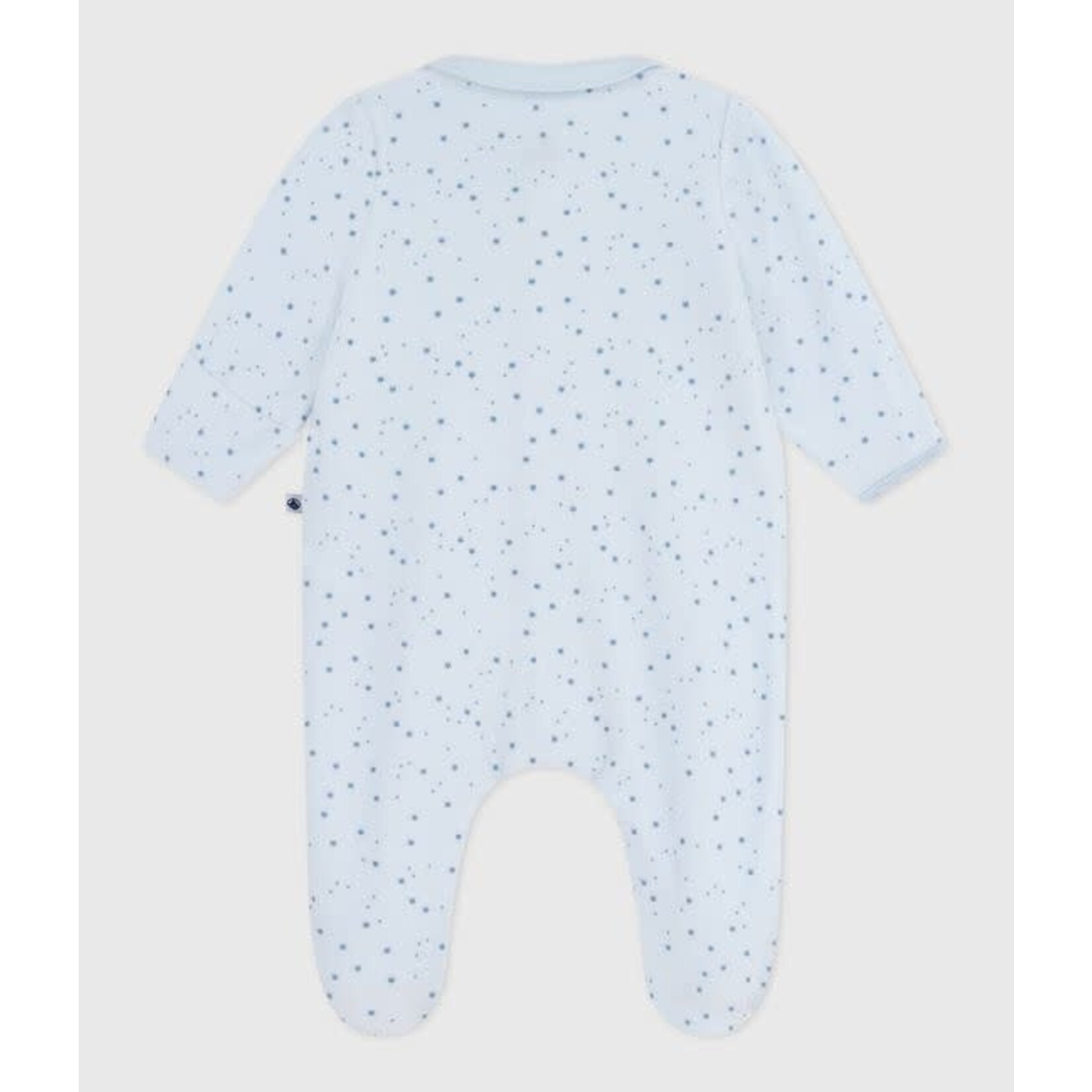 Petit Bateau Dors Bien Pyjama Bébé Velours Bleu Avec Col Imprimé Etoiles
