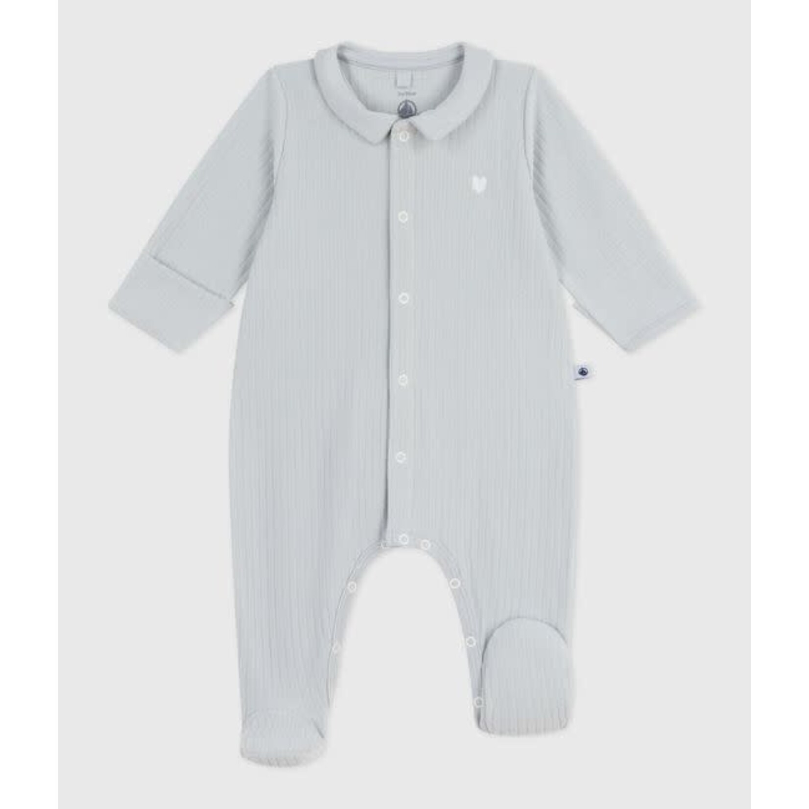 Petit Bateau Dors Bien Pyjama Bébé Velours Gris Avec Col