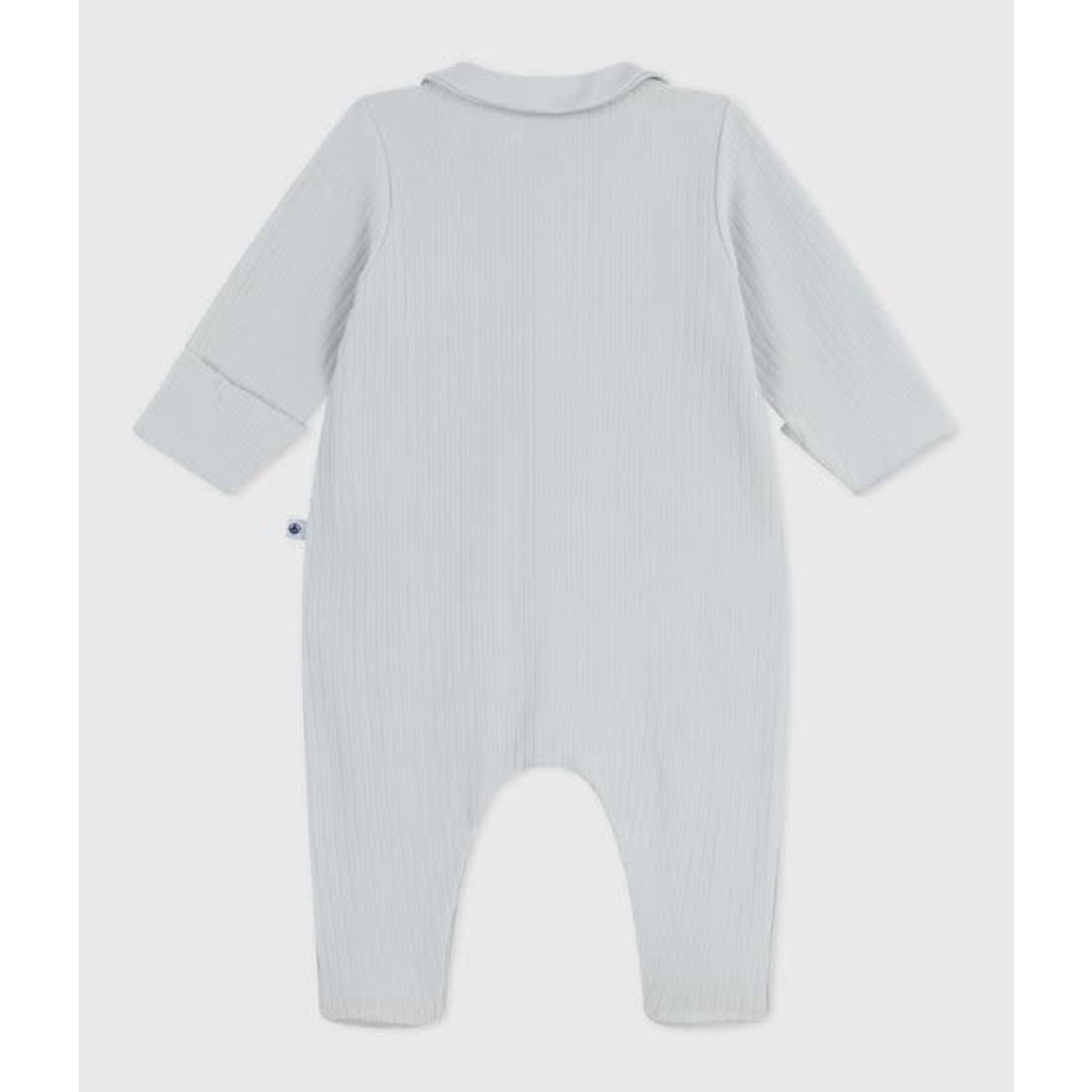 Petit Bateau Dors Bien Pyjama Bébé Velours Gris Avec Col