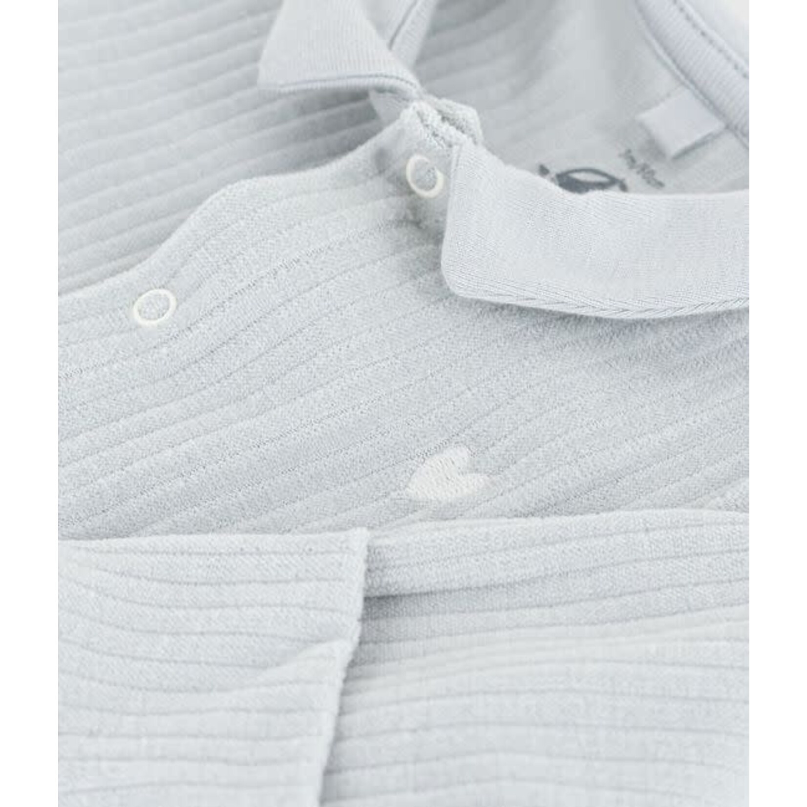 Petit Bateau Dors Bien Pyjama Bébé Velours Gris Avec Col