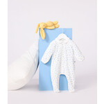 Petit Bateau Dors Bien Pyjama Bébé Velours Blanc Avec Col Imprimé Coeurs Bleus