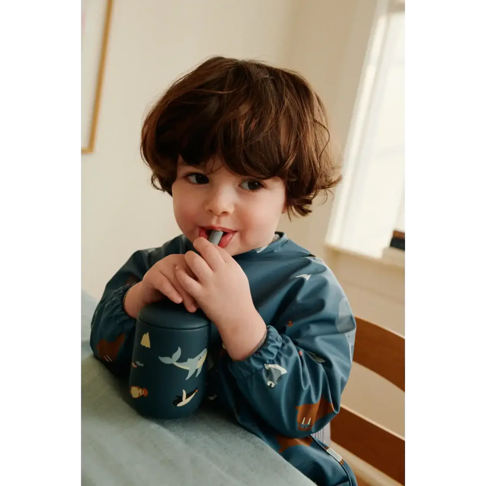 Liewood Ellis Gobelet Avec Paille En Silicone Arctic Sea / Ocean view