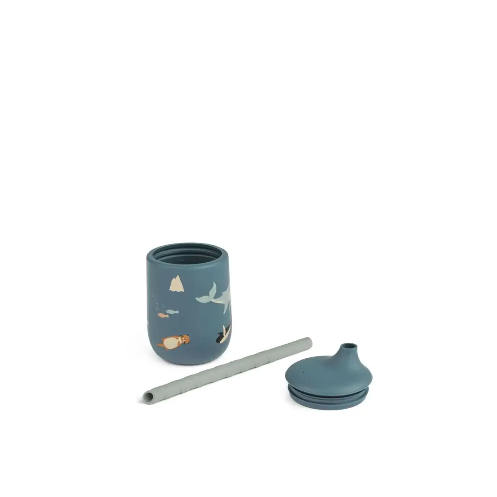 Liewood Ellis Gobelet Avec Paille En Silicone Arctic Sea / Ocean view