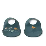 Liewood Ember Set 2 Bavoirs en Silicone avec Bac Récupérateur Arctic Sea / Ocean View