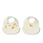 Liewood Ember Set 2 Bavoirs en Silicone avec Bac Récupérateur Elephant / Creme de la Creme