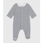 Petit Bateau Dors Bien Pyjama Bébé Velours Avec Col Imprimé Marinière