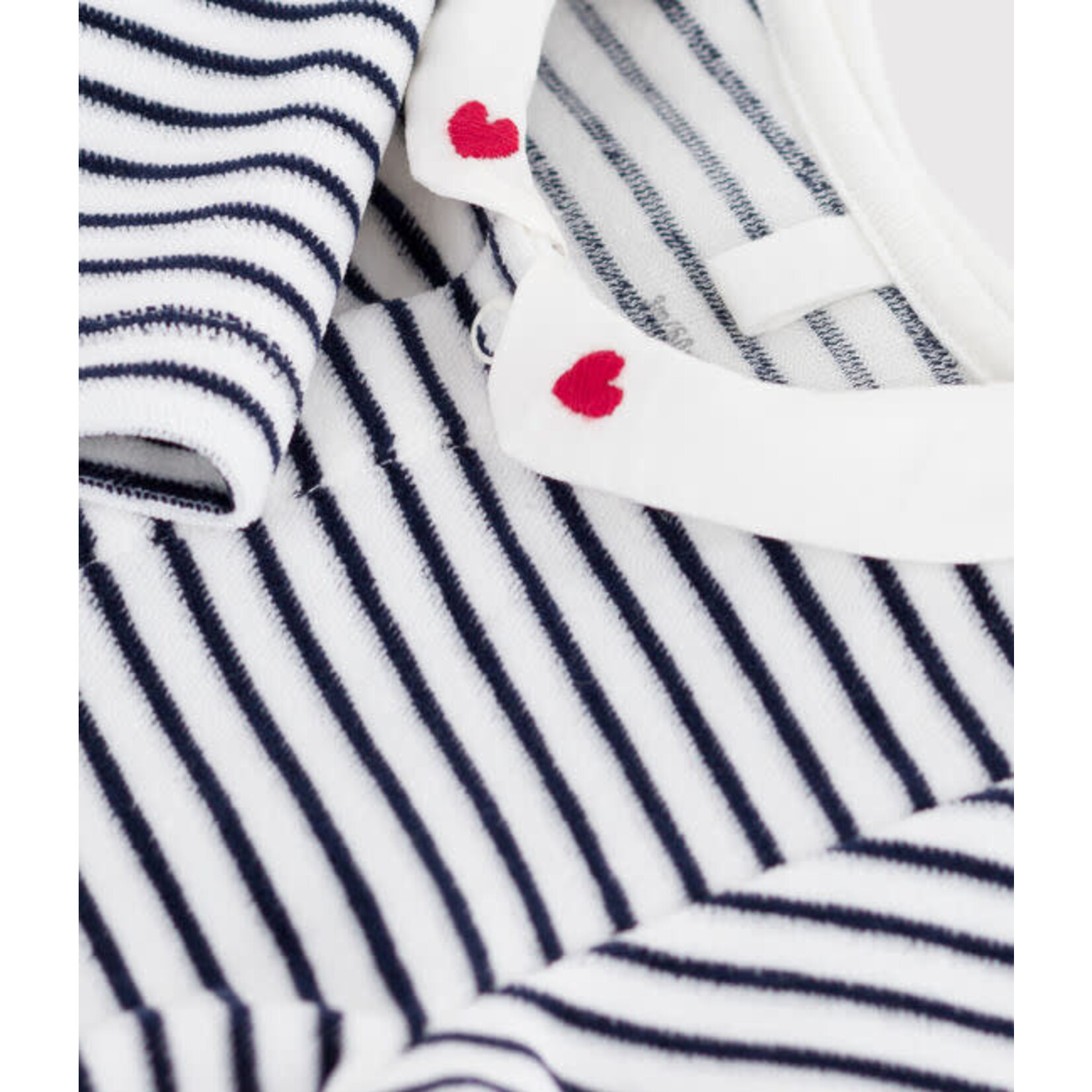 Petit Bateau Dors Bien Pyjama Bébé Velours Avec Col Imprimé Marinière
