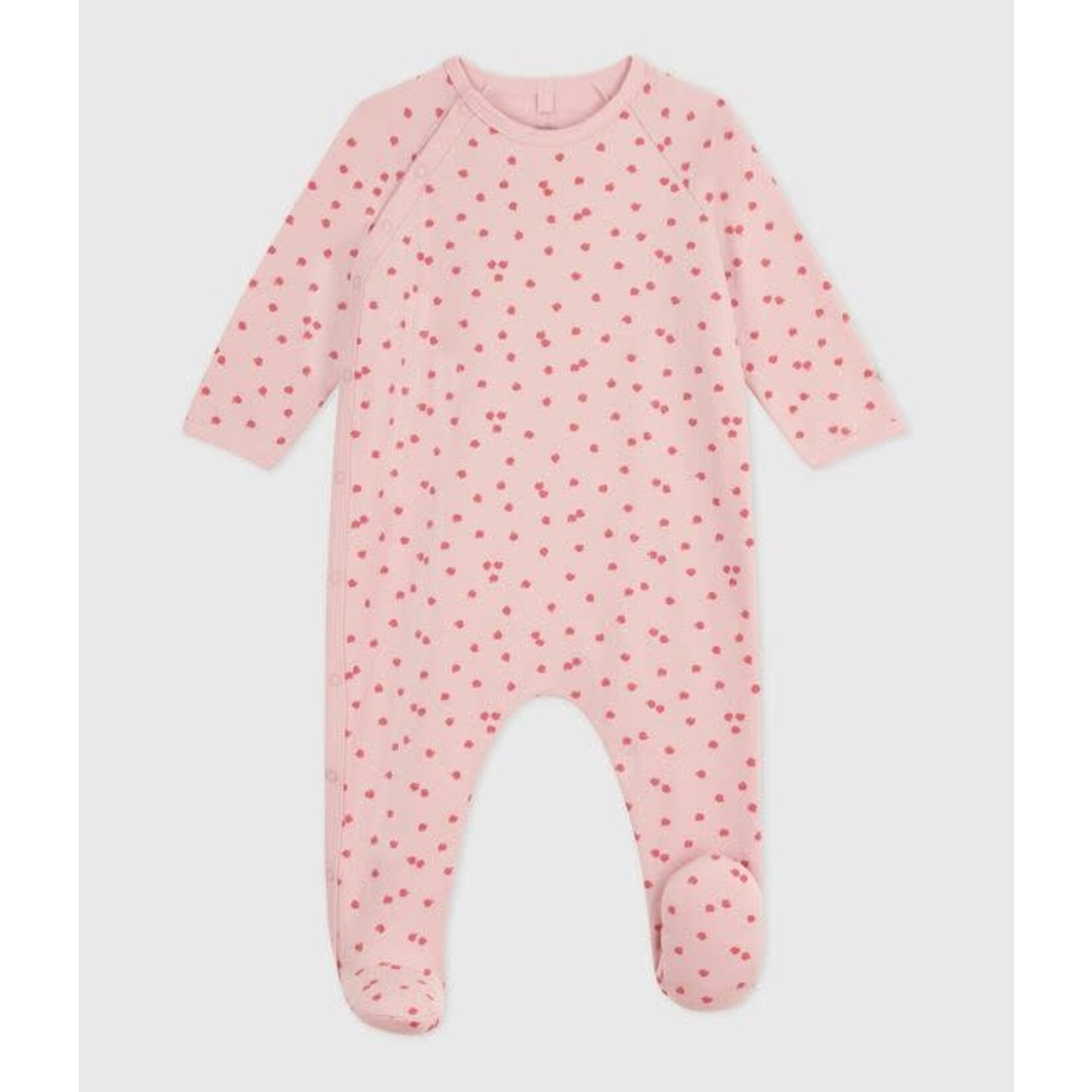 Petit Bateau Dors Bien Pyjama Bébé Rose Imprimé Pommes Coton Bio