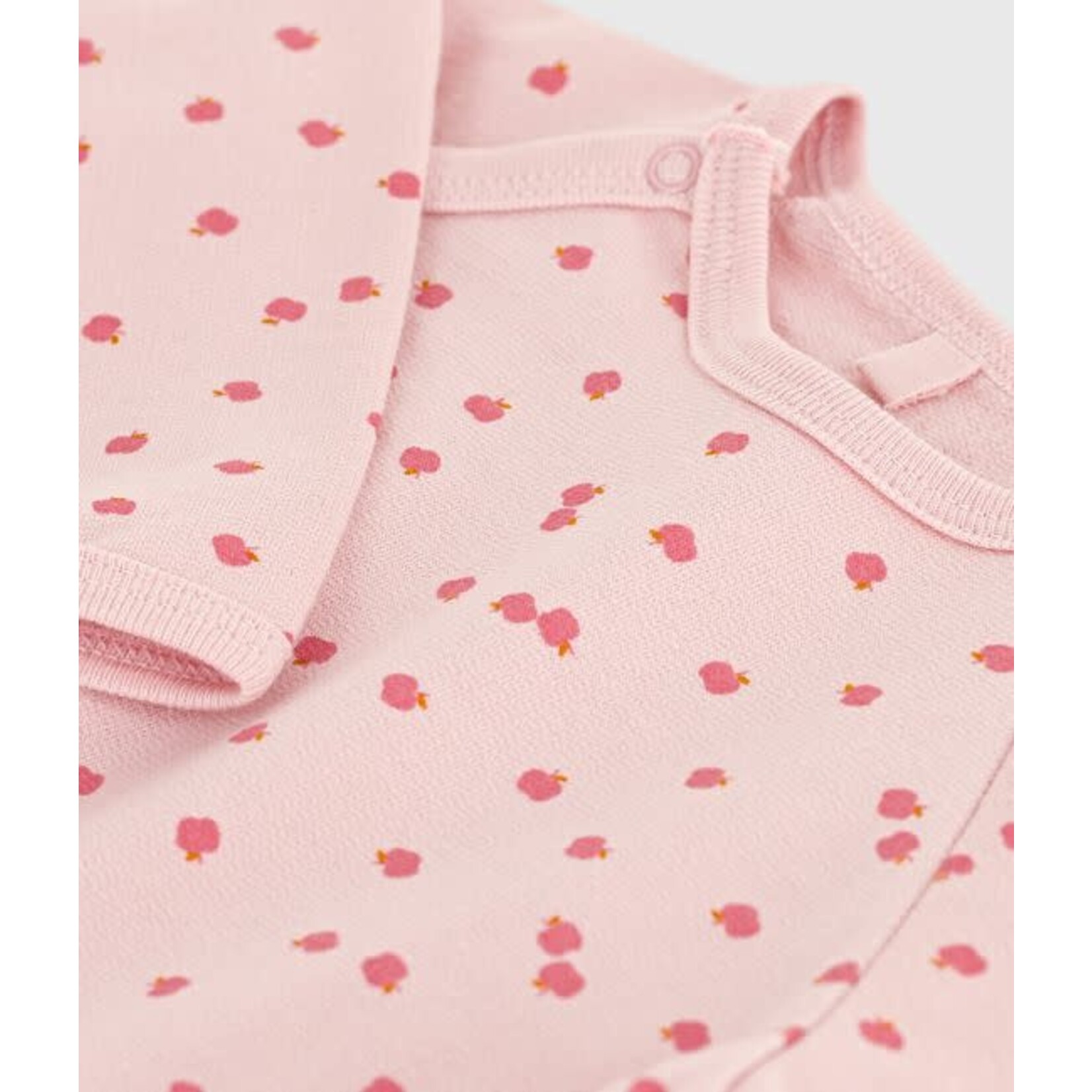 Petit Bateau Dors Bien Pyjama Bébé Rose Imprimé Pommes Coton Bio