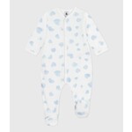 Petit Bateau Dors Bien Pyjama Bébé Blanc Imprimé Coeurs Bleus Molleton