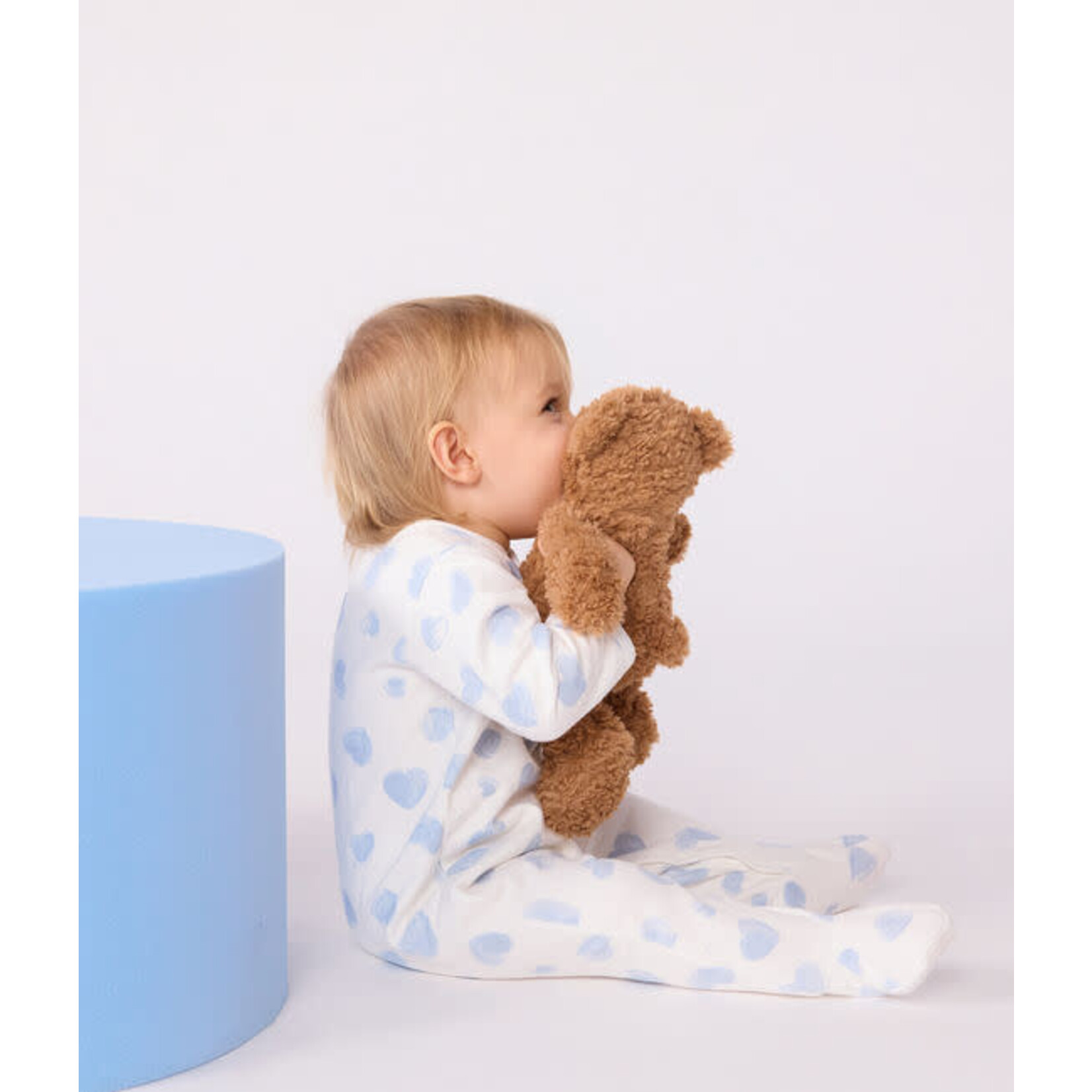 Petit Bateau Dors Bien Pyjama Bébé Blanc Imprimé Coeurs Bleus Molleton