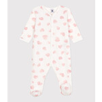 Petit Bateau Dors Bien Pyjama Bébé Blanc Imprimé Coeurs Roses Molleton