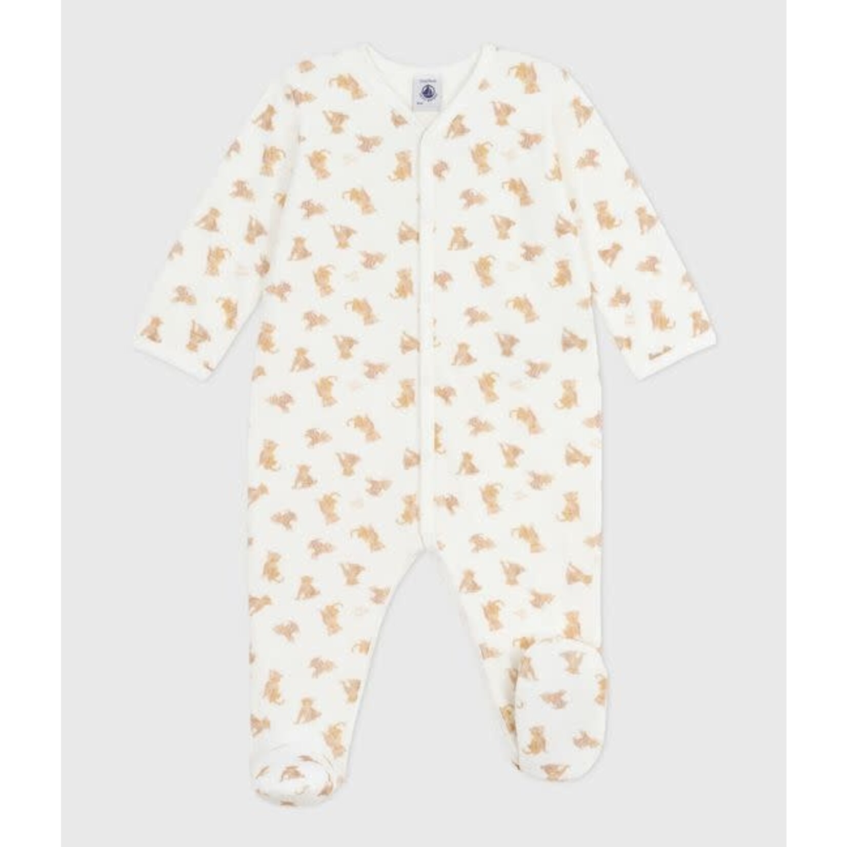 Petit Bateau Dors Bien Pyjama Bébé Blanc Imprimé Léopards Velours