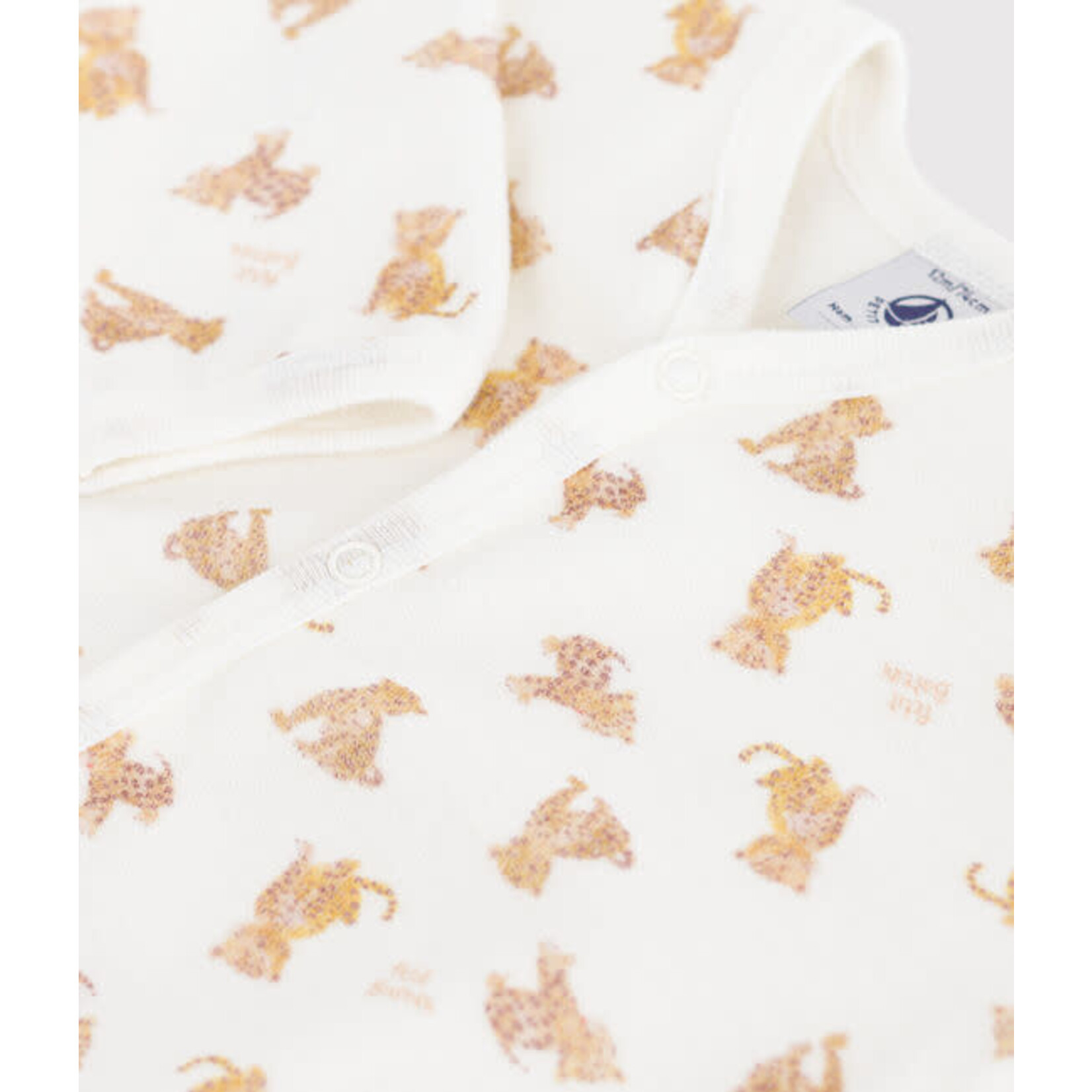 Petit Bateau Dors Bien Pyjama Bébé Blanc Imprimé Léopards Velours