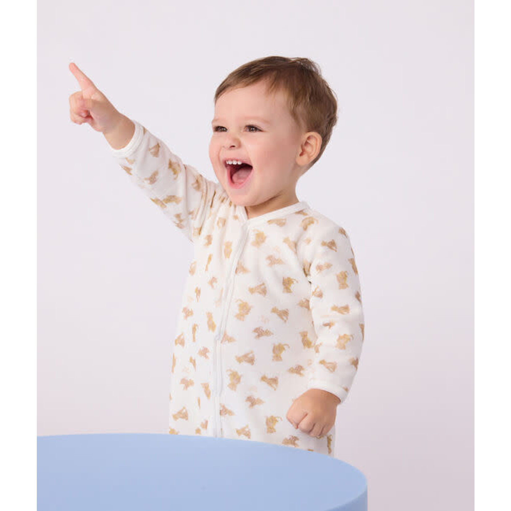 Petit Bateau Dors Bien Pyjama Bébé Blanc Imprimé Léopards Velours