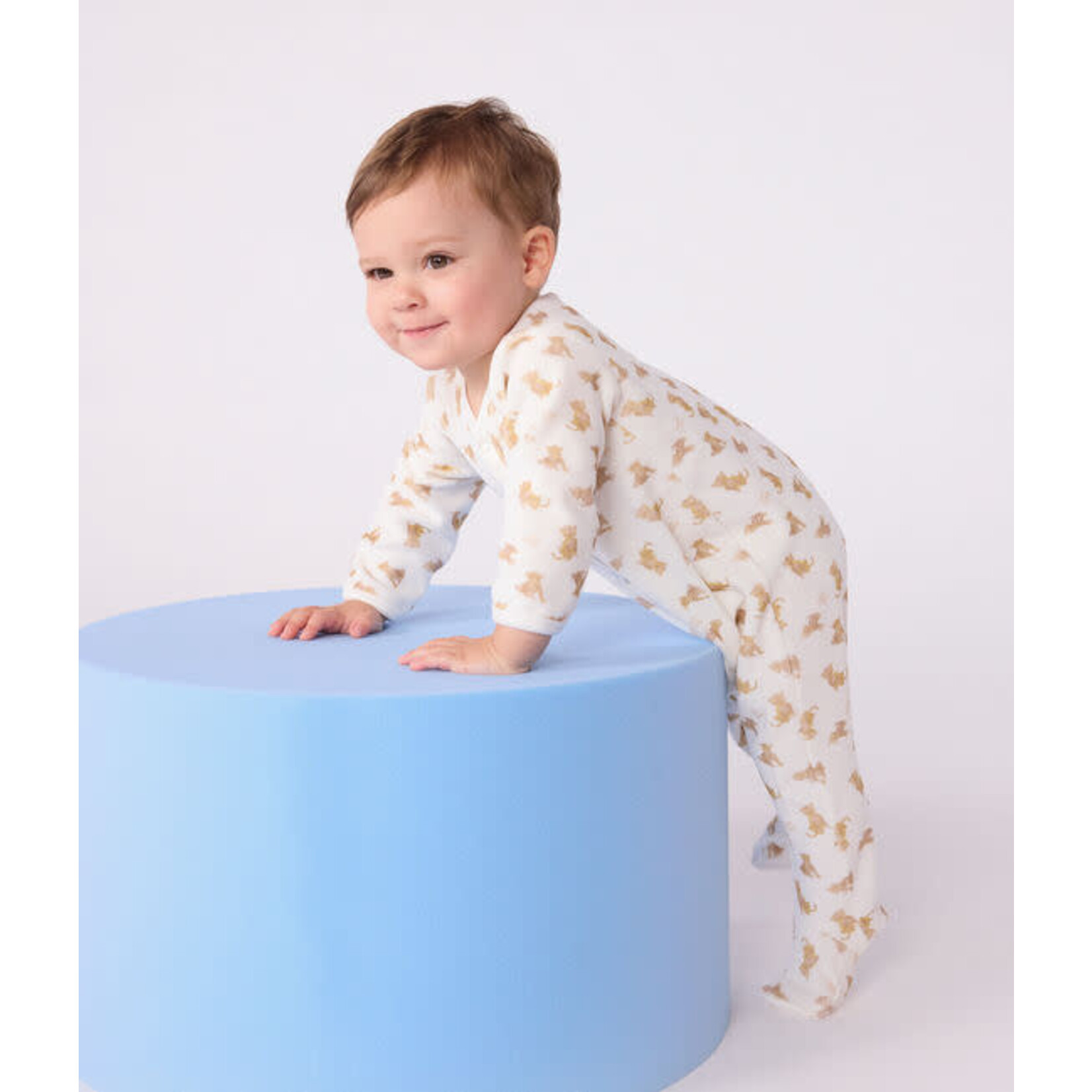 Petit Bateau Dors Bien Pyjama Bébé Blanc Imprimé Léopards Velours