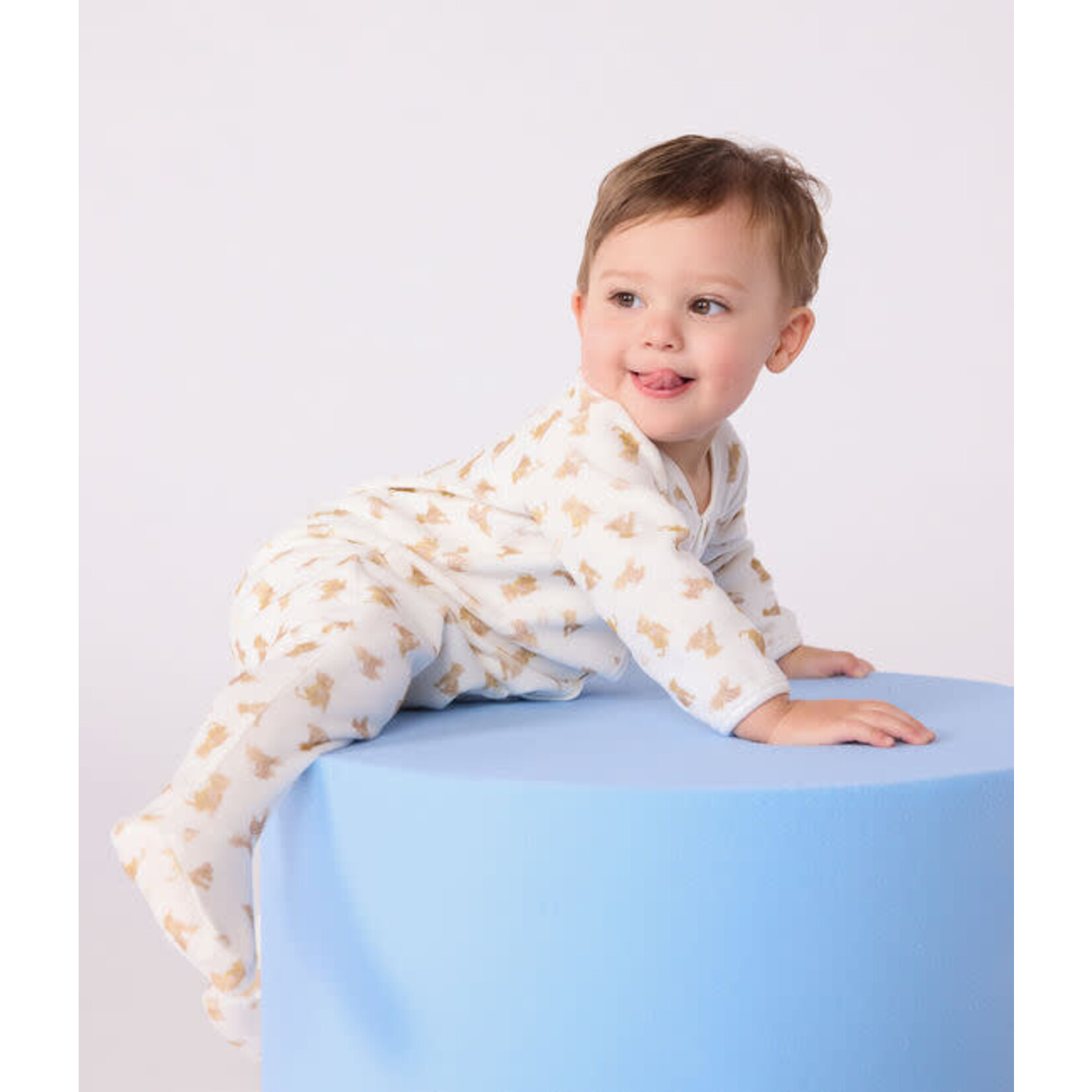 Petit Bateau Dors Bien Pyjama Bébé Blanc Imprimé Léopards Velours