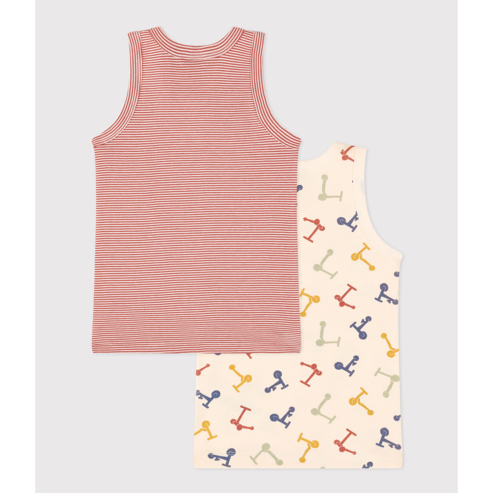 Petit Bateau Lot de 2 débardeurs trottinettes colorées en coton bio enfant