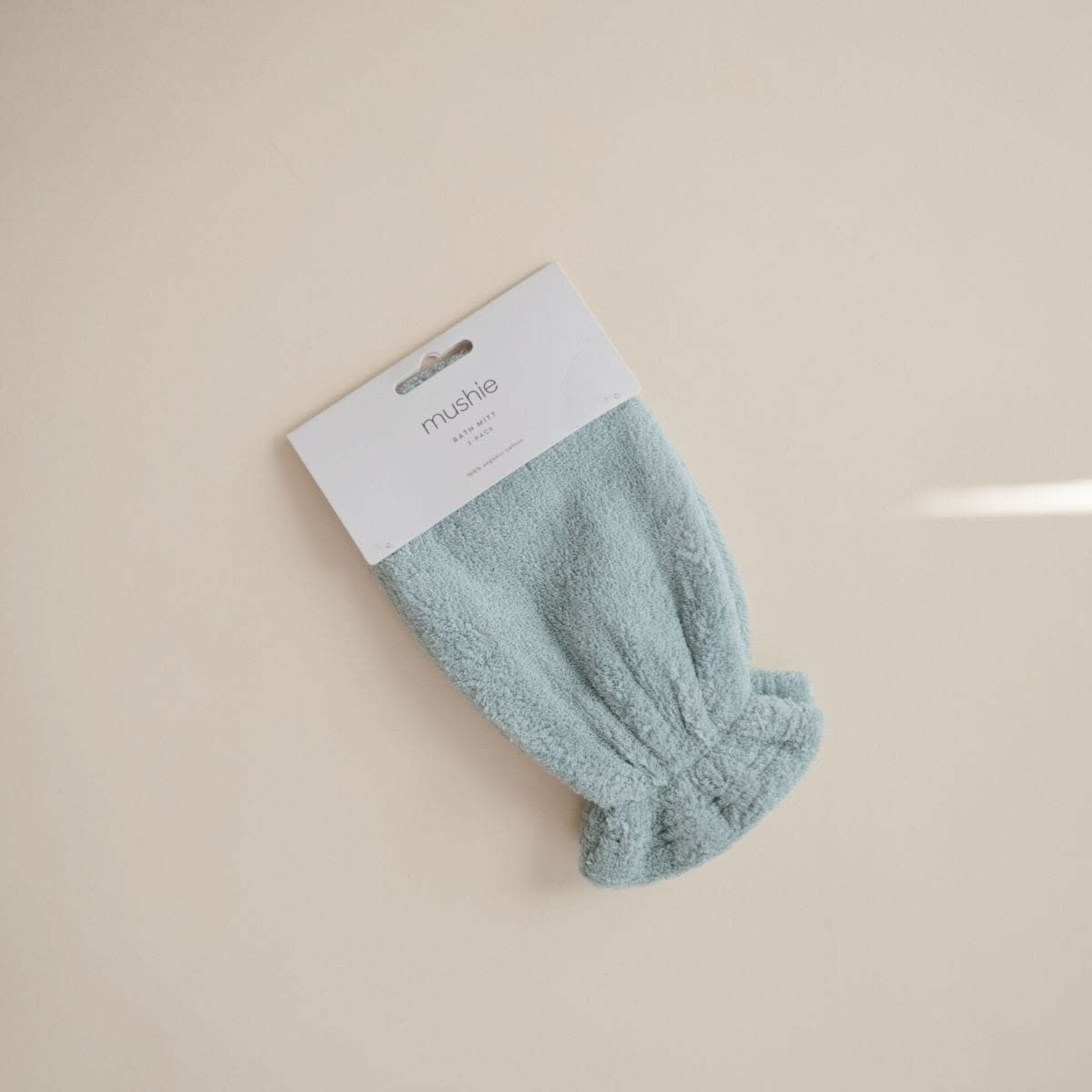 Mushie Lot 2 Gants de Toilette Coton Bio Bébé Sea Mist