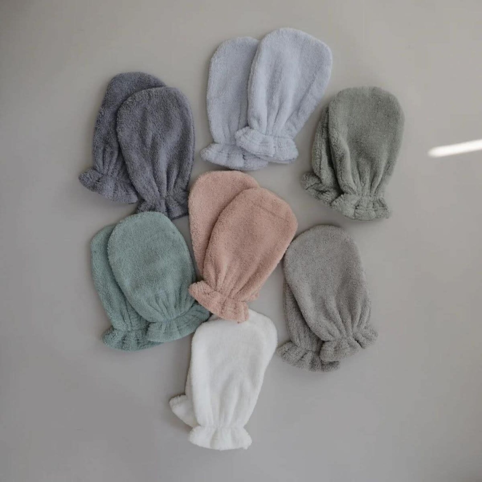 Mushie Lot 2 Gants de Toilette Coton Bio Bébé Sea Mist