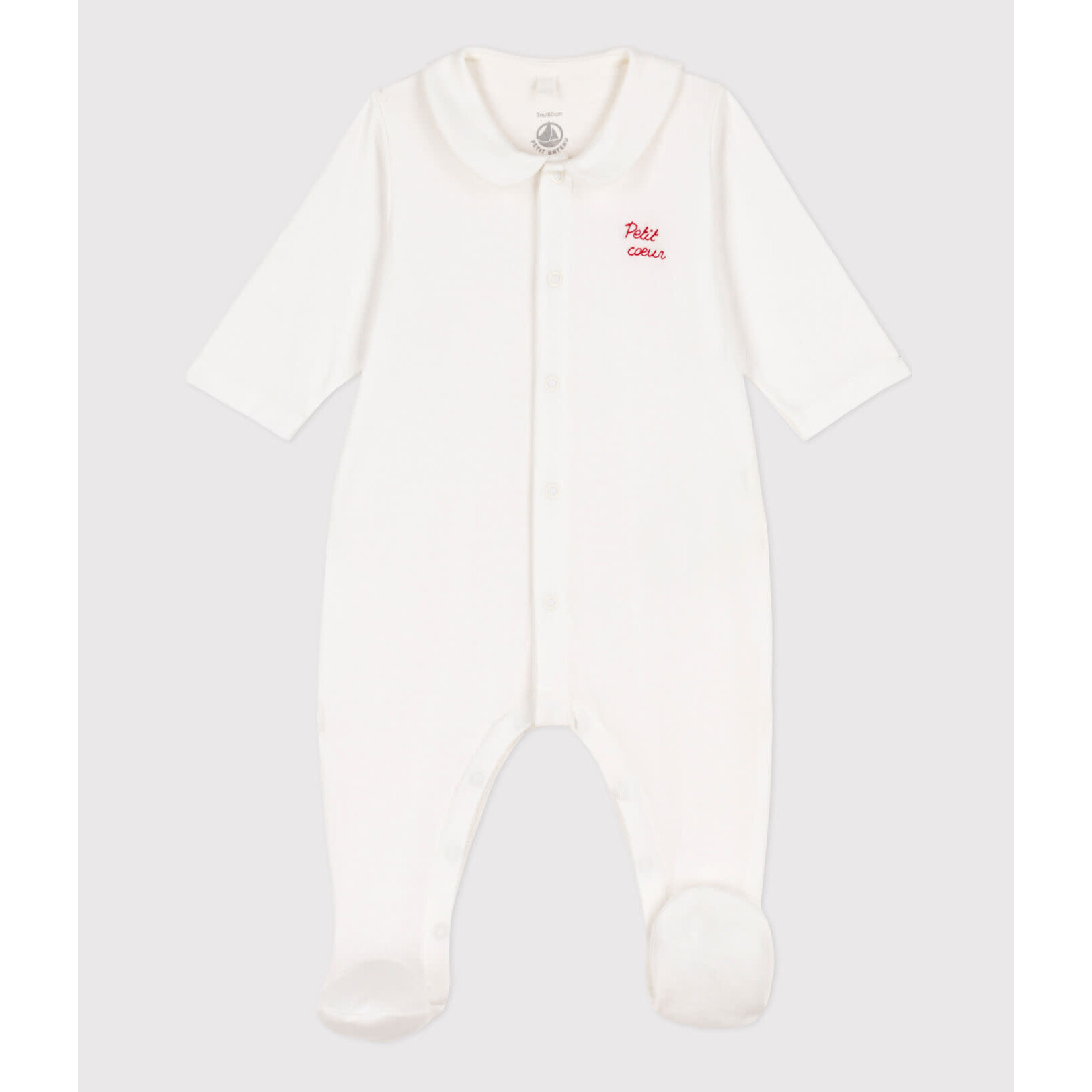 Petit Bateau Dors Bien Coton inscription Petit Coeur Blanc - Intemporel 1M
