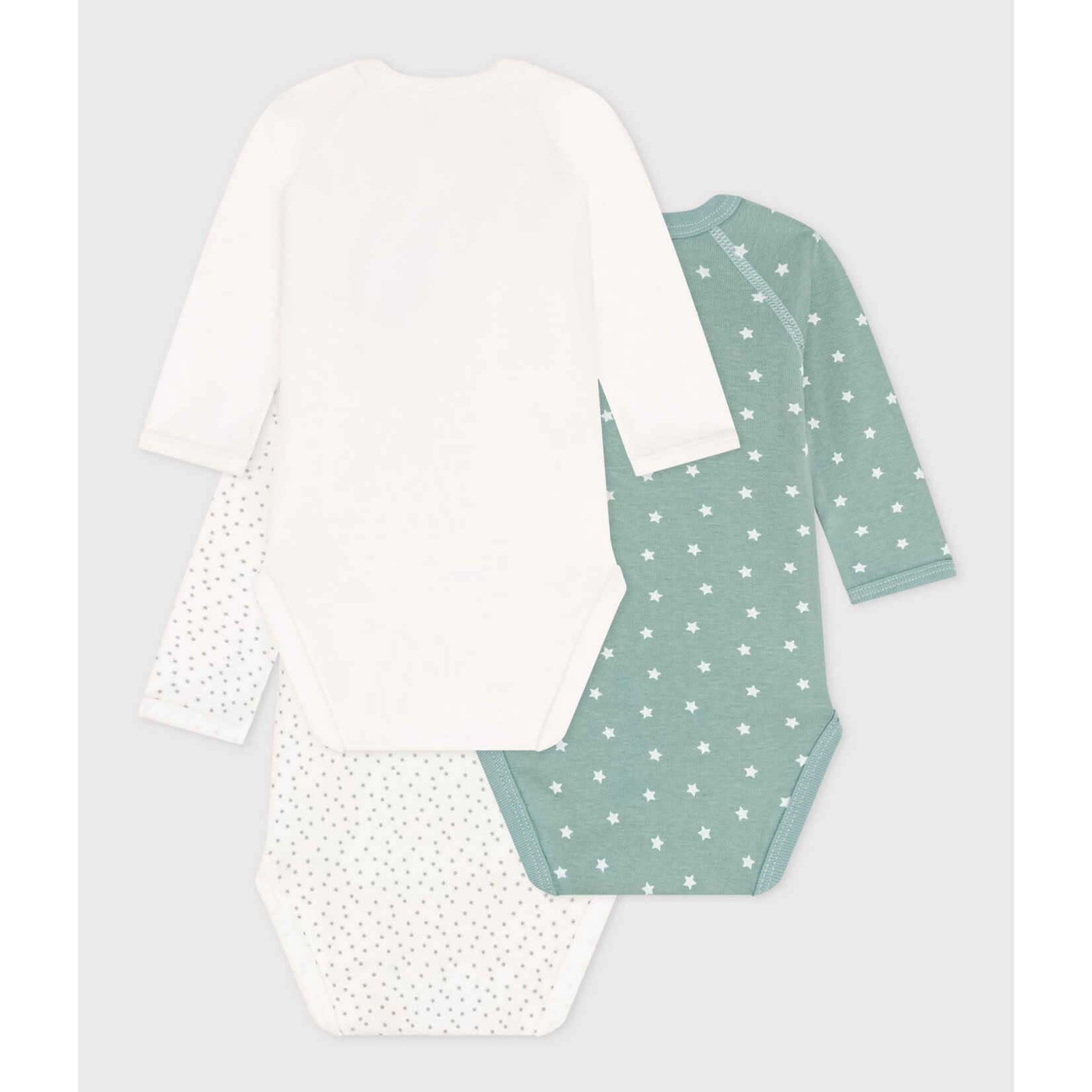 Petit Bateau Lot de 3 bodies manches longues coton