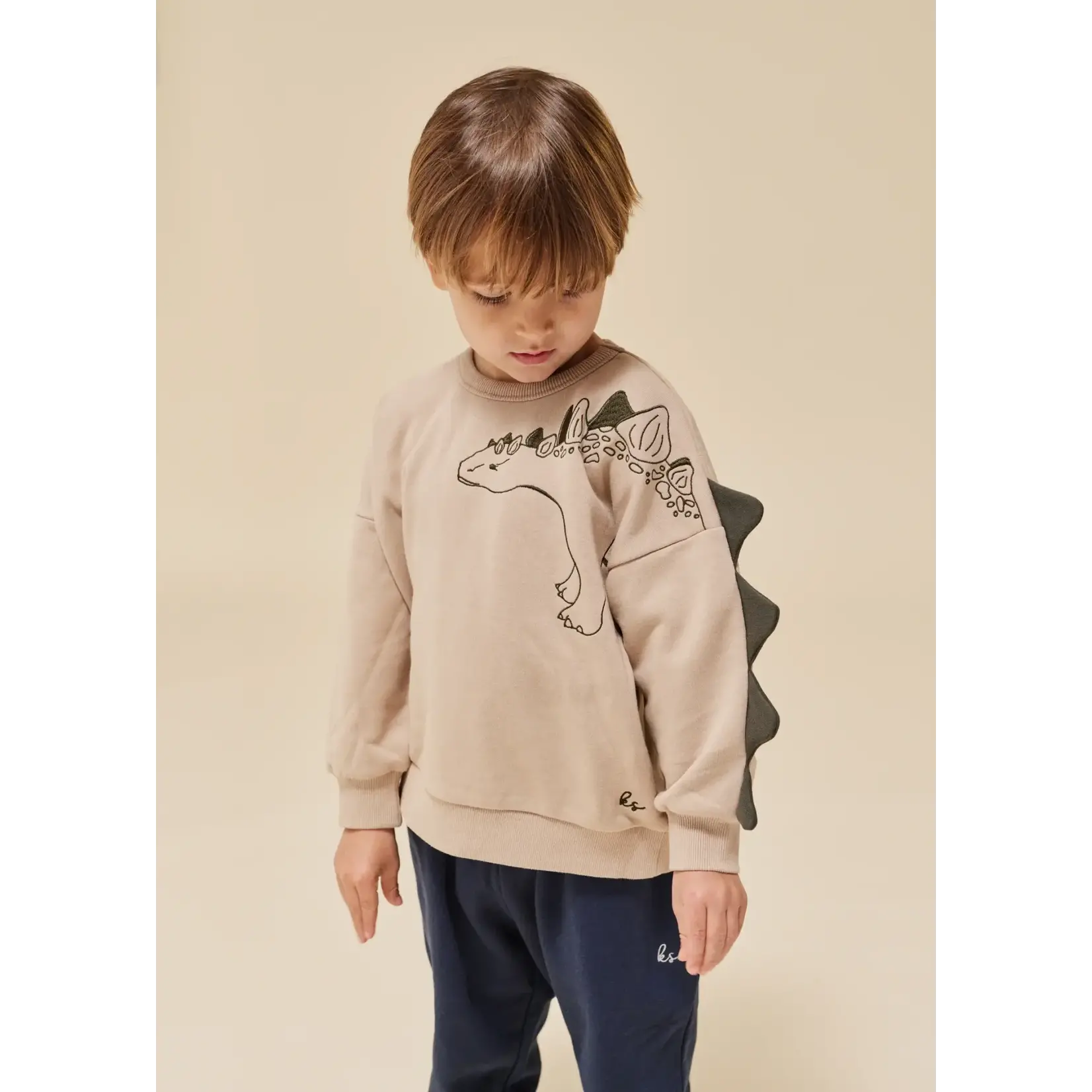 Kongessloejd Lou animal pull avec pics de Dino gots Oxford Tan