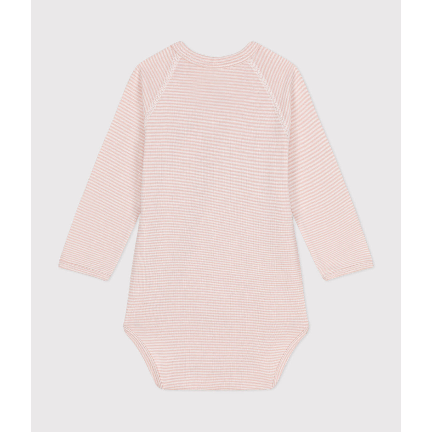Petit Bateau Body Croisé Manches Longues Coton Bébé Ligné Rose