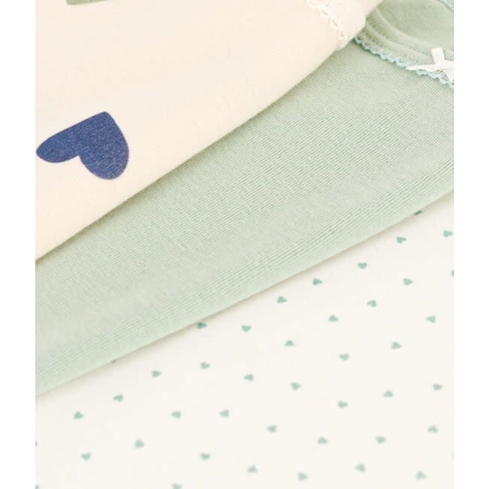 Petit Bateau Lot de 3 chemises à bretelles coeurs colorés en coton bio enfant