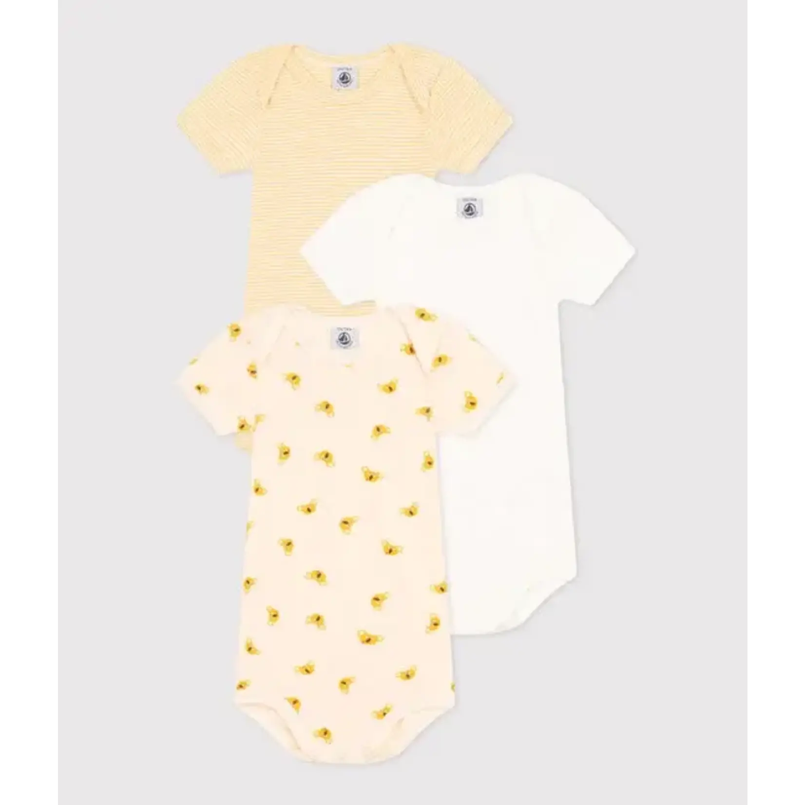Petit Bateau Lot de 3 Bodies Manches Courtes Koala Coton Bio Bébé