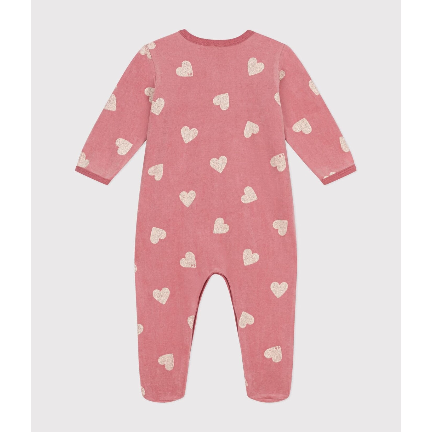 Petit Bateau Dors Bien Pyjama Bébé Hiver Velours Rosewood à Coeurs