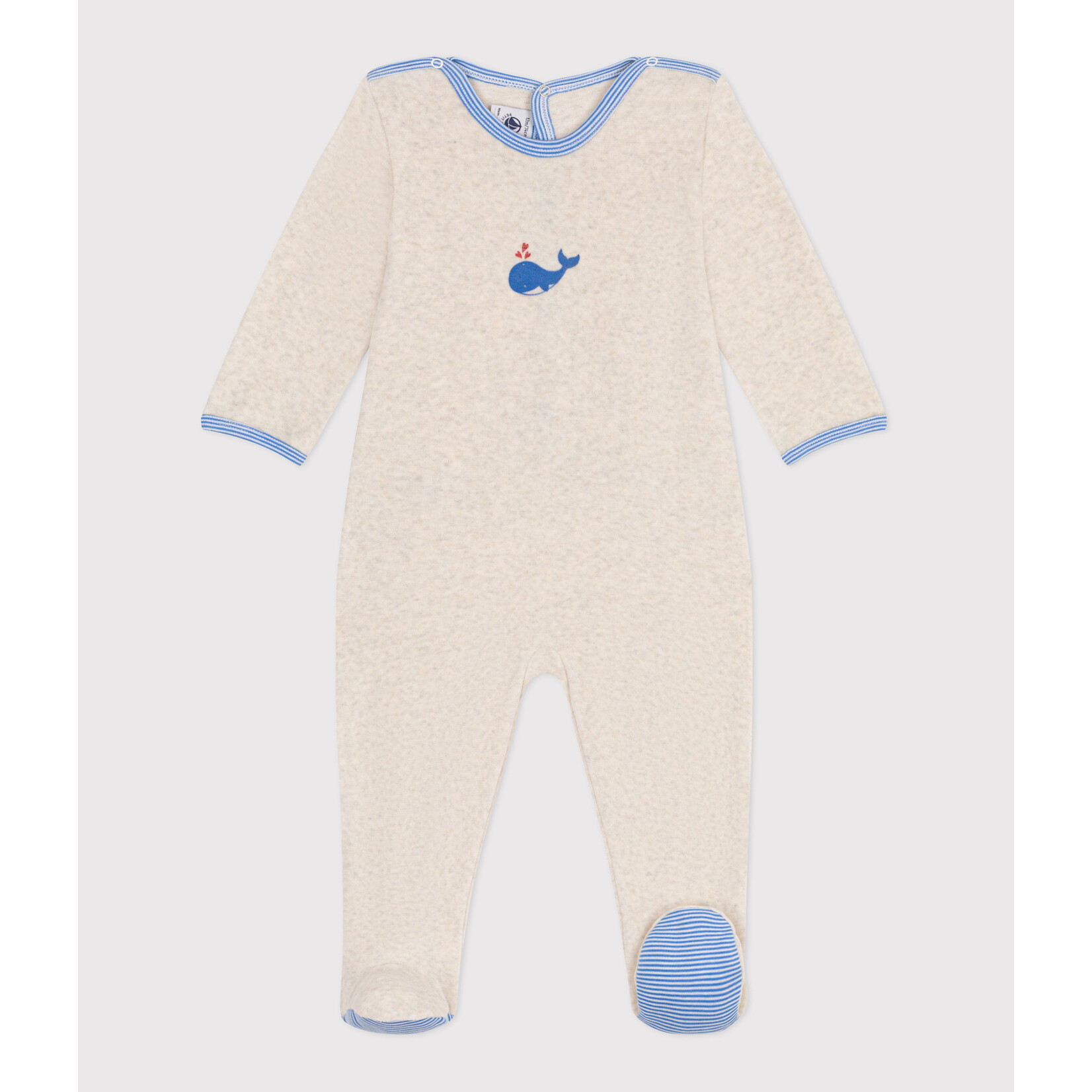 Petit Bateau Dors Bien Pyjama Mixte Bébé Velours Ouverture Dos Baleine 12M