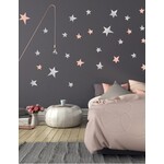 Pom le bonhomme Stickers Deco étoiles Repositionnables Etoiles Argent et Rose Poudre