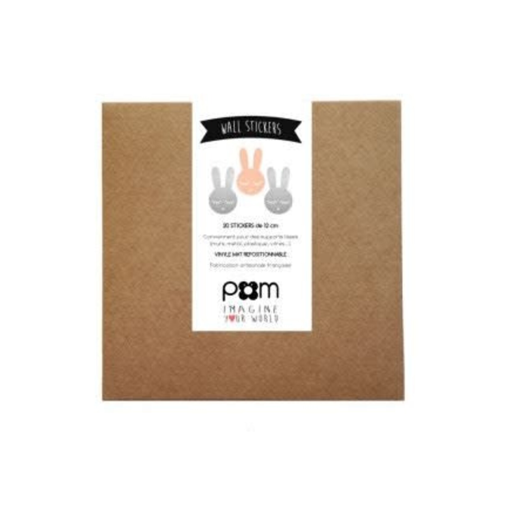 Pom le bonhomme Stickers Déco Lapins Argent et Rose Poudré