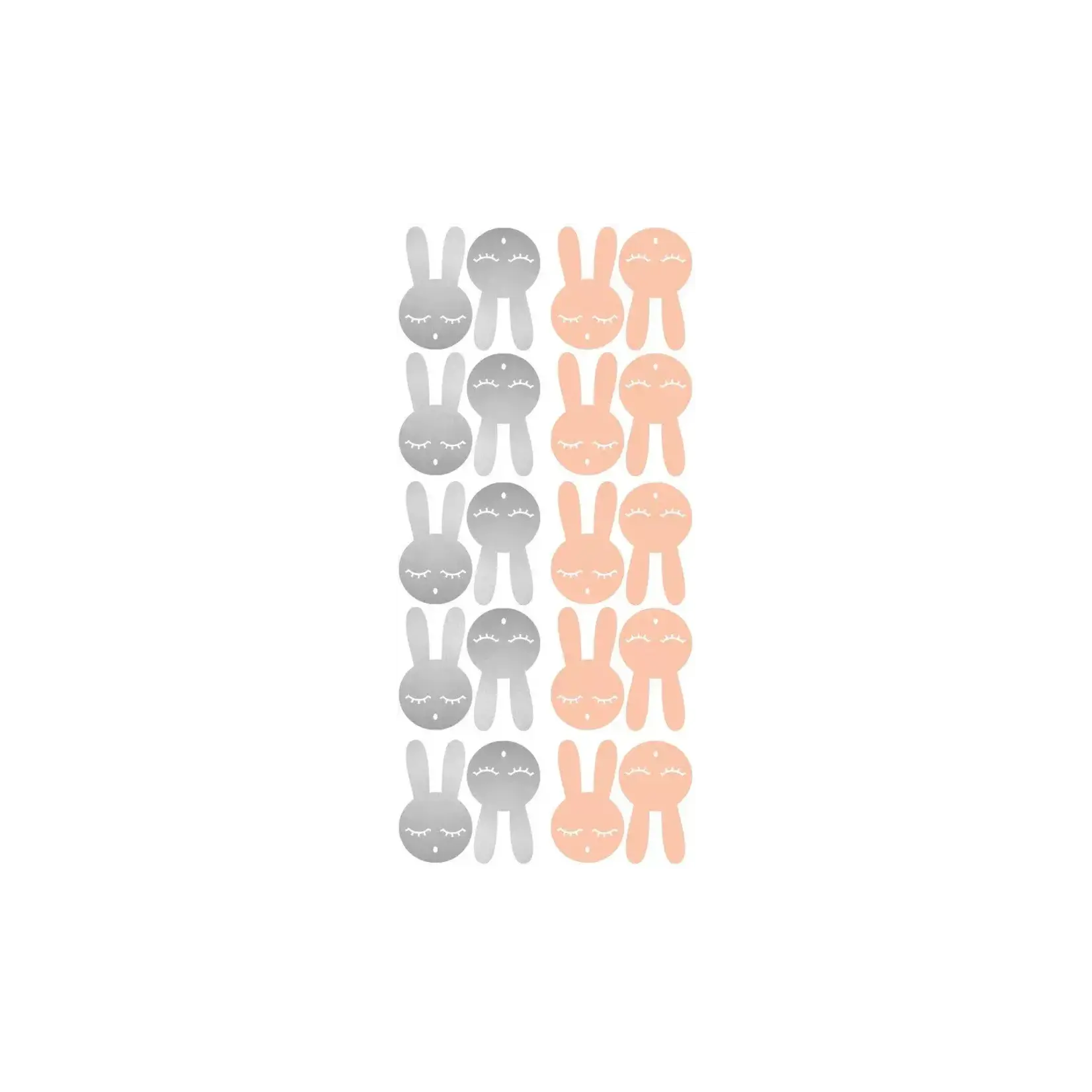 Pom le bonhomme Stickers Déco Lapins Argent et Rose Poudré