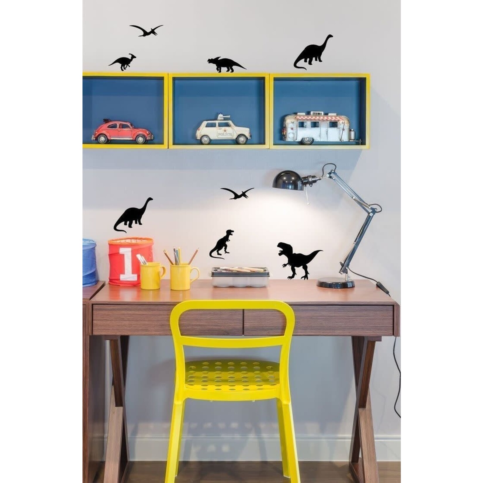 Pom le bonhomme Stickers Déco Repositionnables Dinosaures Noirs