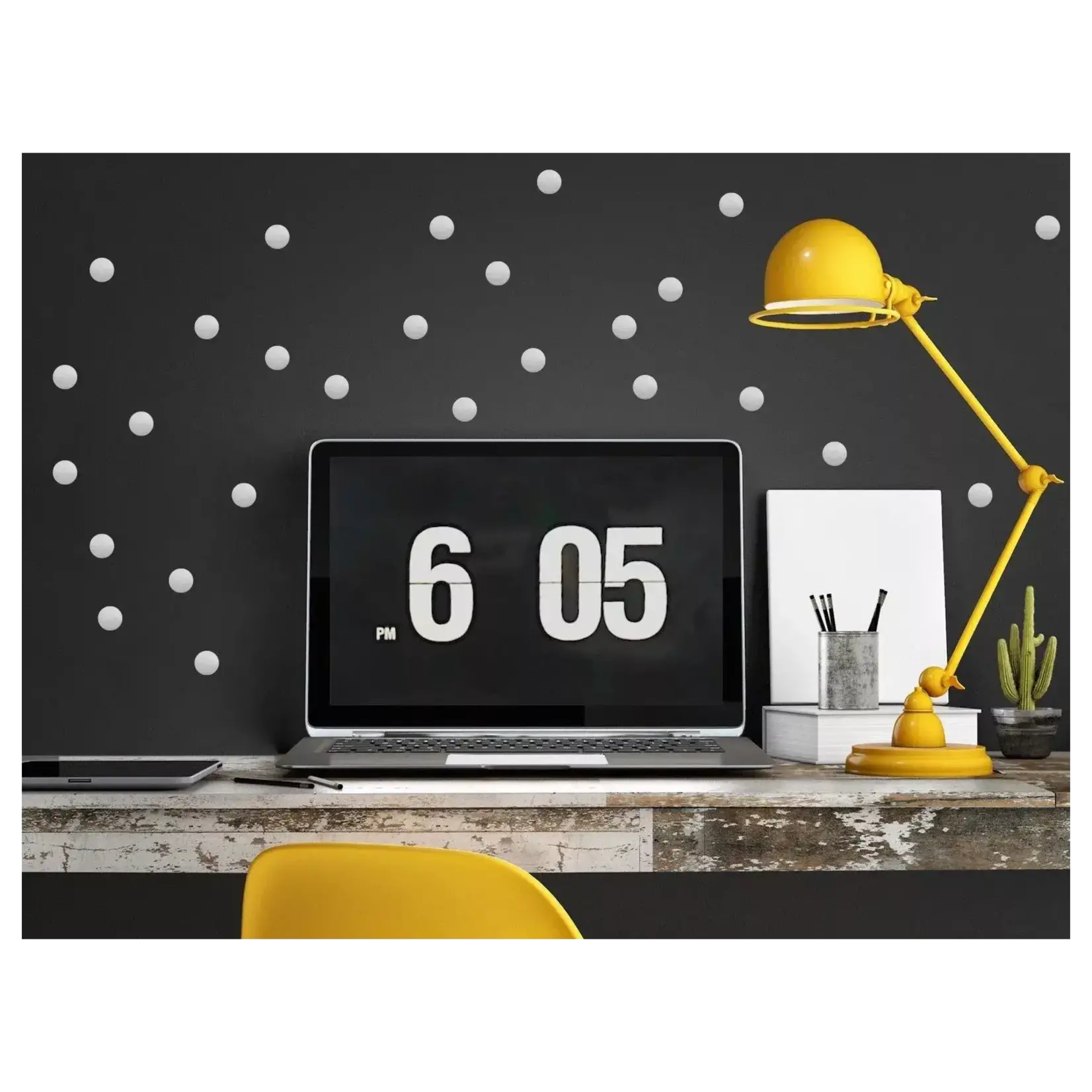 Pom le bonhomme Stickers Déco Repositionnables  Pois Argent