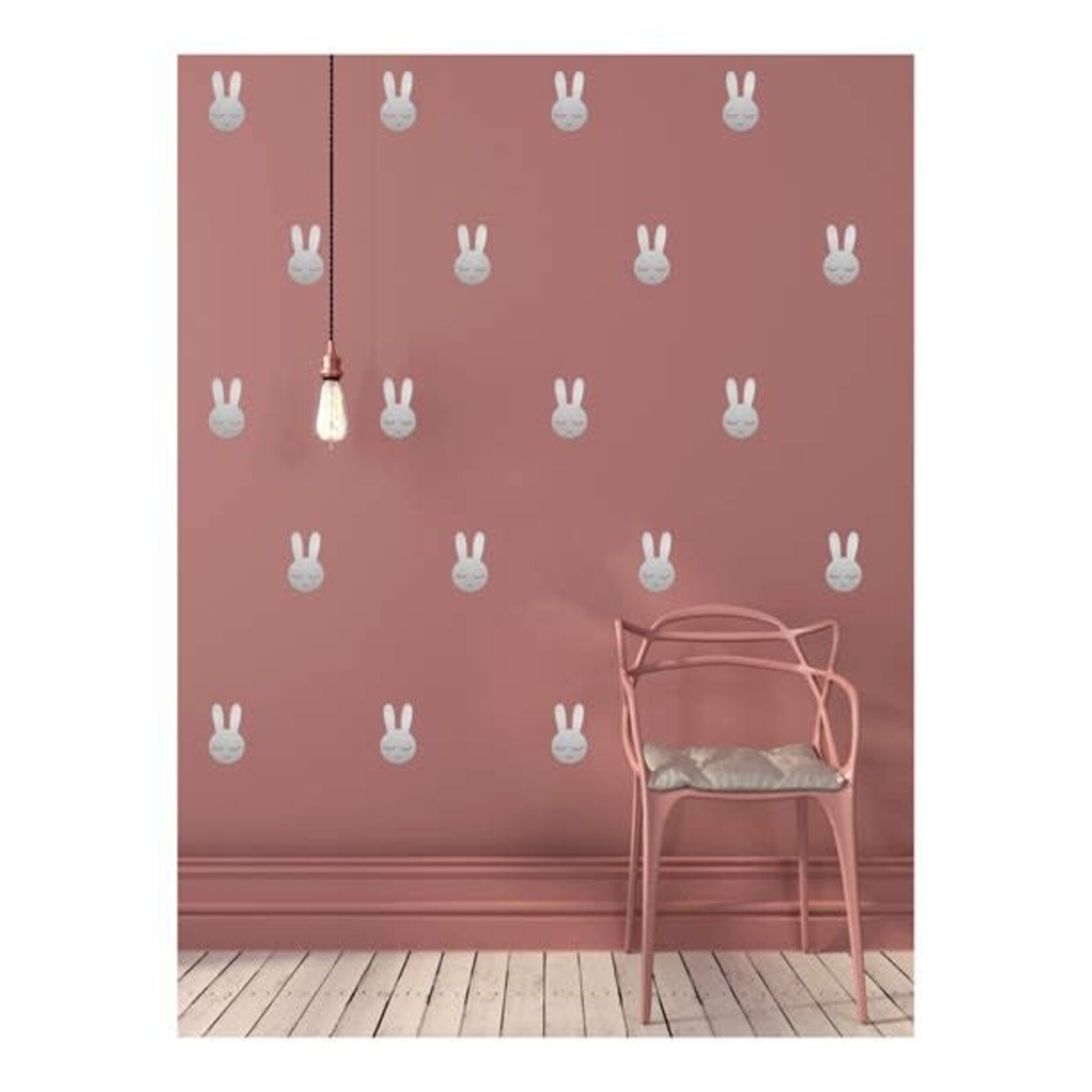 Pom le bonhomme Stickers Déco Repositionnables Lapins Argent