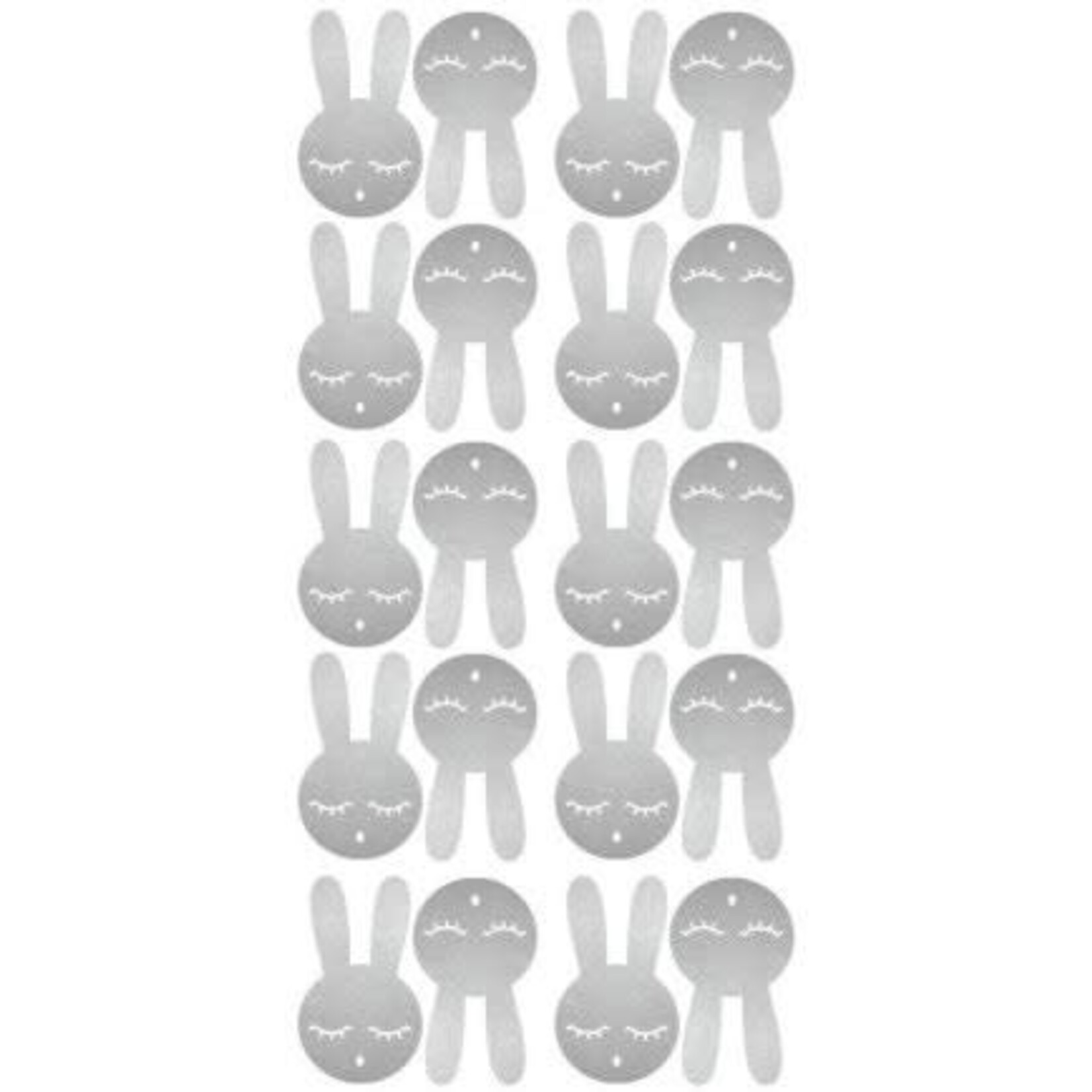 Pom le bonhomme Stickers Déco Repositionnables Lapins Argent