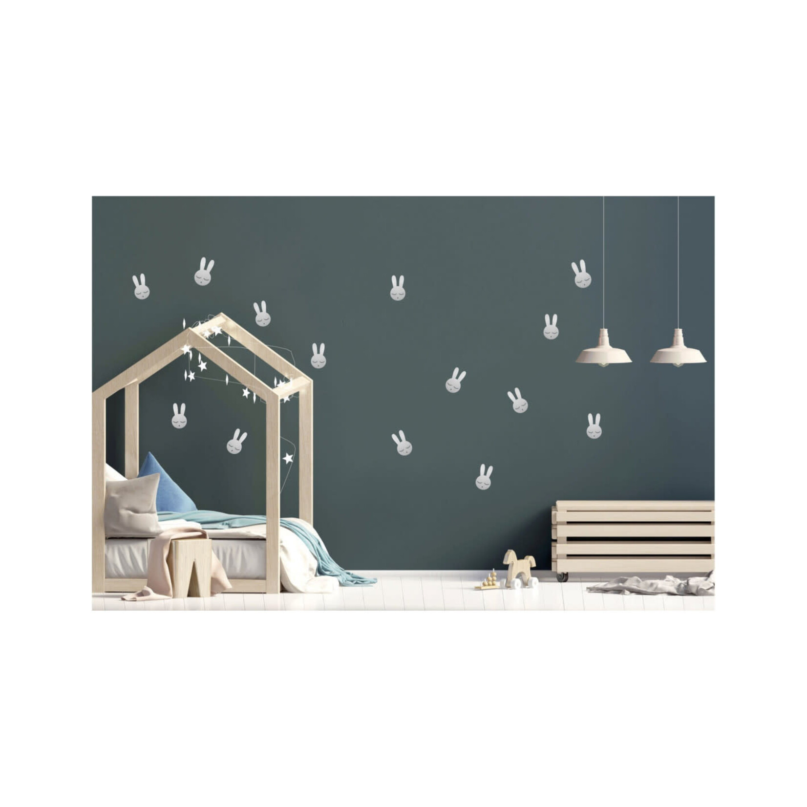 Pom le bonhomme Stickers Déco Repositionnables Lapins Argent